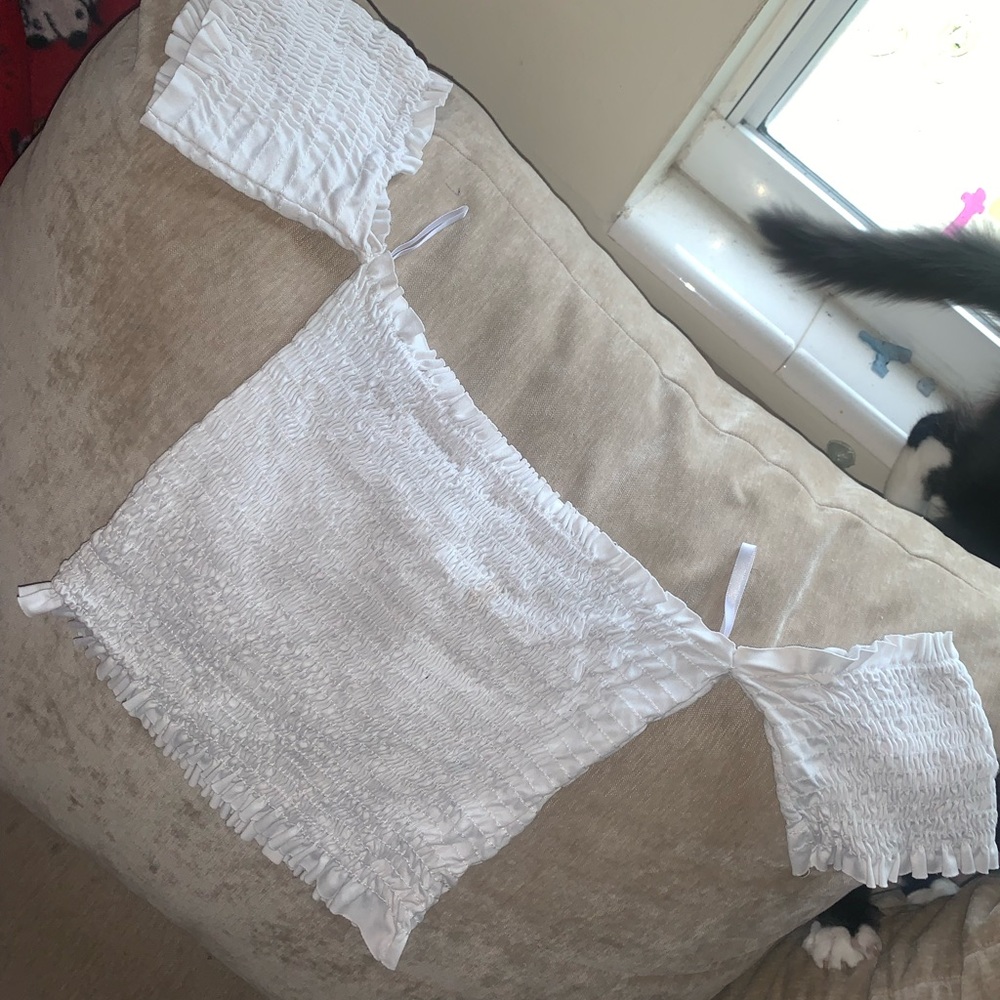 White Off Shoulder Crop Top